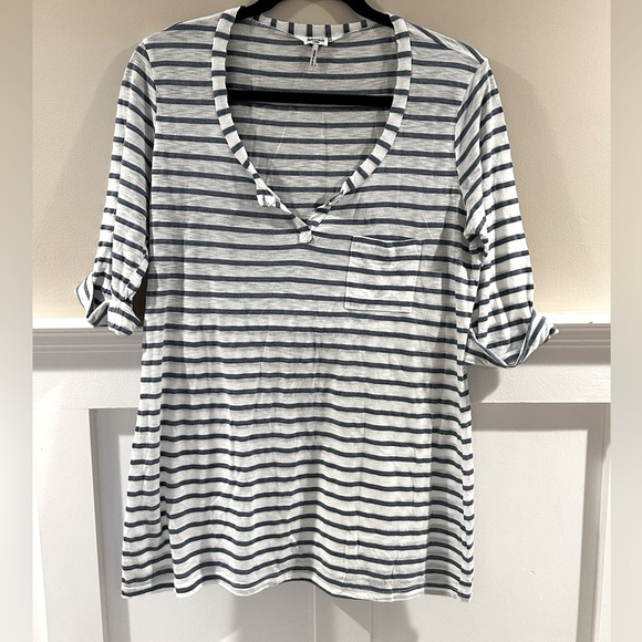 Striped Blue and White Women's Top - Picture 2 of 6